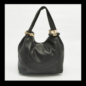 JIMMY CHOO Hobo Bracelet Black Leather Bag